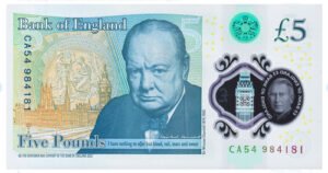 Billete De Inglaterra De 5 £ Carlos Ill & Churchill Polímero