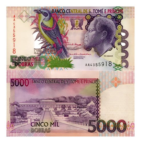 Billete De Santo Tomé Y Príncipe 5,000 Dobra Nvo Sincircular