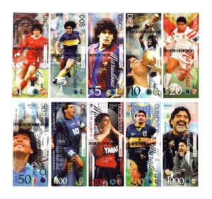 Set De 10 Billetes De Maradona 1 A 1000 Diego Argentina 2021