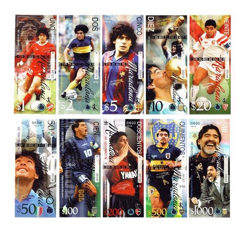 D_777803-MLA76251445497_052024-O.jpg Set De 10 Billetes De Maradona 1 A 1000 Diego Argentina 2021