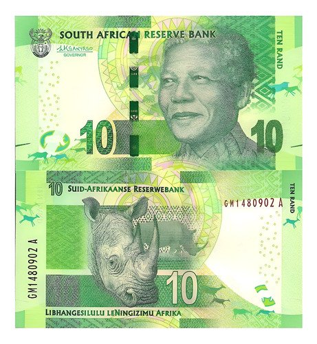 Billete De Sudáfrica 10 Rands Nelson Mandela 2015 Nvo. Sin C