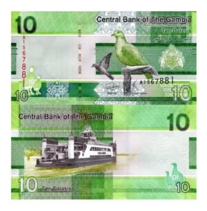 Billete De Gambia De 10 Dalais 2019 Nvo. Sin Circular Paloma