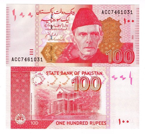 Billete De Pakistán De 100 Rupias, Muhammad Ali Jinnah, 2022