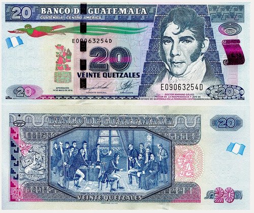 Billete De Guatemala 20 Quetzales, Nuevo Sin Circular, 2021