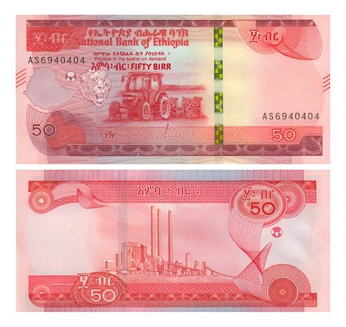Billete De Etiopía 50 Bir Tractor Y León De Judá Nvo. Sc2020