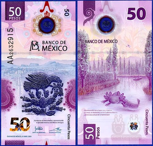 D_805726-MLM94398848774_102025-O.jpg Billete Fundación Tenochtitlán Ajolote, Serie A A, 2021