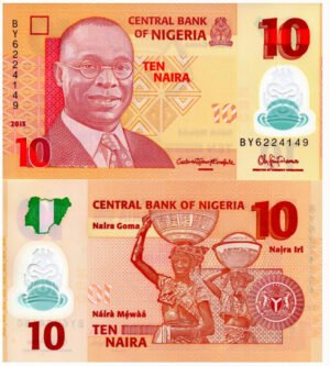Billete De Nigeria 10 Naira 2015 Polímero Nuevo Sin Circular