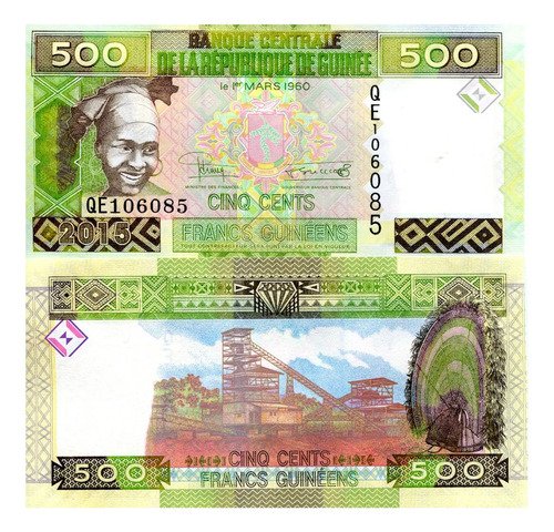 Billete De Guinea De 500 Francos, Nuevo Sin Circular