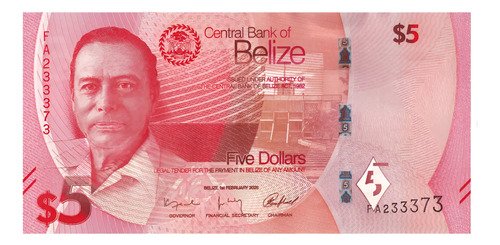 Billete De Belice 5 Dollares George Cadle  Nuevo Sin C. 2025