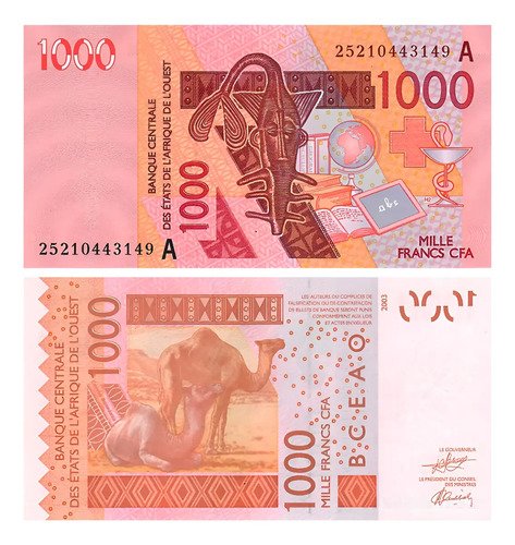 Billete De Costa De Marfil 1000 Francos Camellos Nuevo Sinc