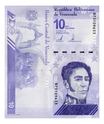 Billete De Venezuela De 10 Bolívares Digital S. Bolívar 2021