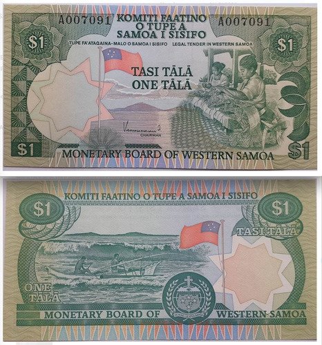 Billete De Samoa 1 Tala, Nuevo Sin Circular 1980,  Oceanía