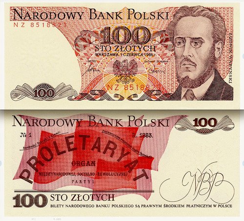 Billete De Polonia 100 Zlotych Ludwik Waryski Nvo Sn C 1986