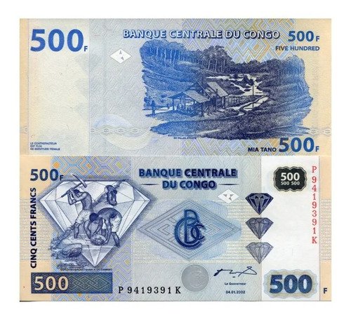 Billete De Congo 500 Francos 2002 Nuevo Sincircular Diamante