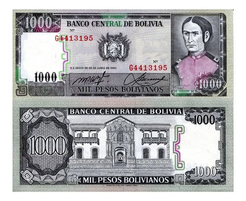 D_825603-MLM48826035372_012022-O.jpg Billete De Bolivia 1,000 Pesos, Nuevo Sin Circular, 1982