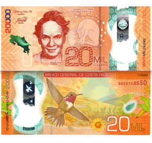 Billete De Costa Rica 20,000 Colones, Colibrí Chispita, 2019