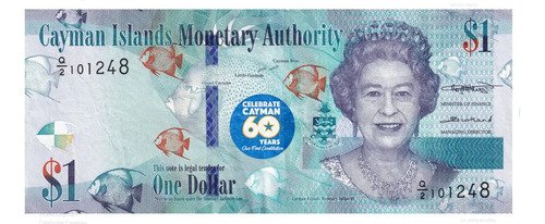 Billete De Islas Caimán 1 Dollar Reina Isabel Il 2022 60aniv