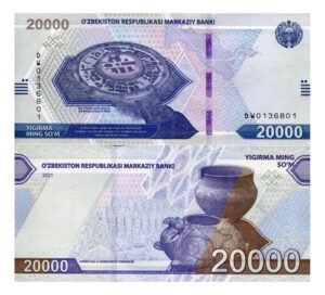 Billete De Uzbekistan 20,000 Som Jonbox-qal'a Nuevo S C 2021