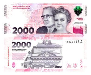 Billete De Argentina De 2,000 Pesos Nuevo Sin Circular 2023