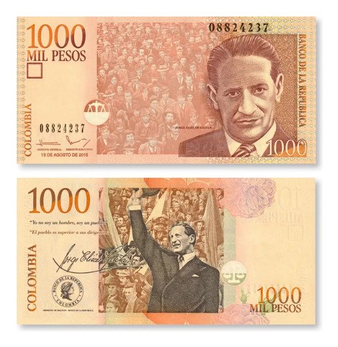 Billete De Colombia 1,000 Pesos Jorge E.gaitán Emitido 2014
