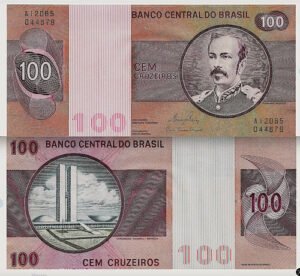 Billete De Brasil 100 Cruzeiros, Congreso, Nuevo Sin C. 1980