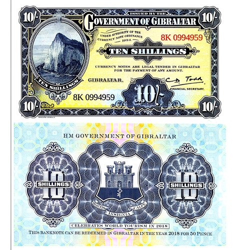 Billete De Gibraltar 10 Chelines 2018 Nuevo Sin Circular