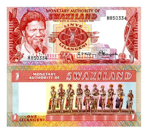 Billete De Suazilandia (swaziland) 1 Lilangeni Emitido 1974