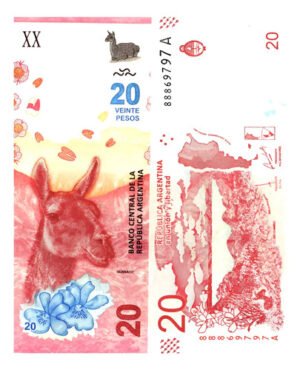 Billete De Argentina 20 Pesos Nvo Sin Circular, 2020 Guanaco