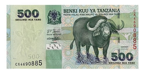 Billete De Tanzanía 500 Chelines, Búfalo, Nuevo Sin Circular