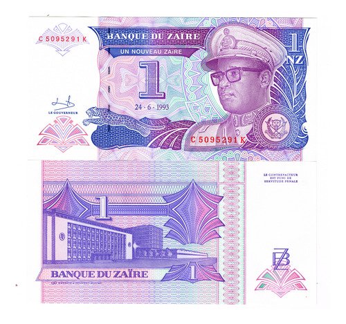 D_857551-MLM80489953196_112024-O.jpg Billete De Zaire 1 Nuevo Zaire, Dictador Mobutu, Nuevo 1993