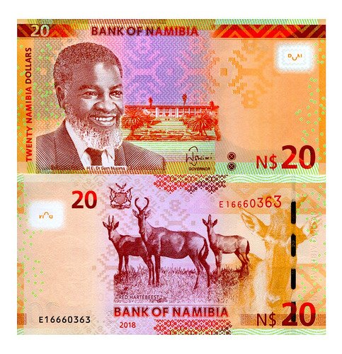 Billete De Namibia 20 Dollar 2022 Nuevo Sin C. Antílope Rojo