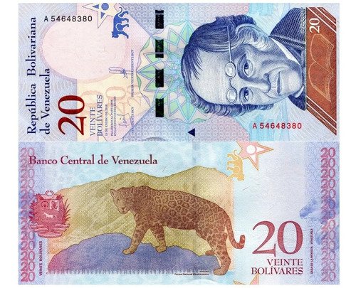 Billete De Venezuela 20 Bolívares, Jaguar 2018