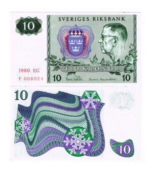 Billete De Suecia 10 Coronas Gustavo Vl Adolfo Nuevo S C1980