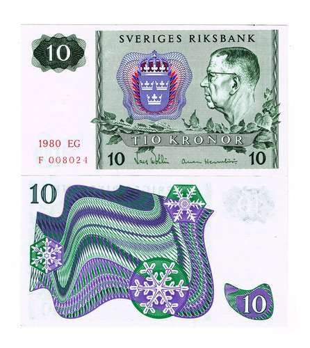Billete De Suecia 10 Coronas Gustavo Vl Adolfo Nuevo S C1980