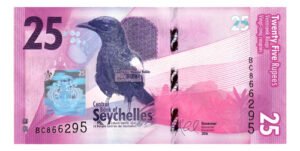 Billete De Seychelles De 25 Rupees Petirrojo Urraca 2016 Nvo