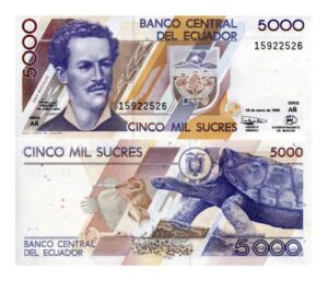 Billete De Ecuador 5000 Sucres 1999 Nvo Tortuga De Galápagos