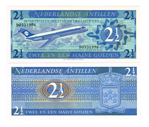 D_868753-MLM90074959169_082025-O.jpg Billete De Antillas Holandesas 2.5 Gulden Douglas D C 9 1970