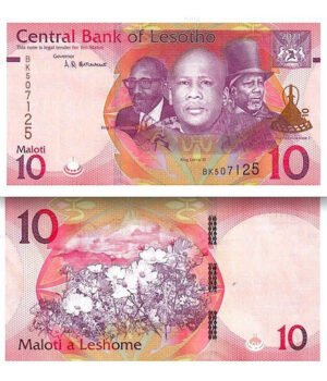 Billete De Lesotho 10 Maloti 2021 Nuevo Sin Circular 3 Reyes