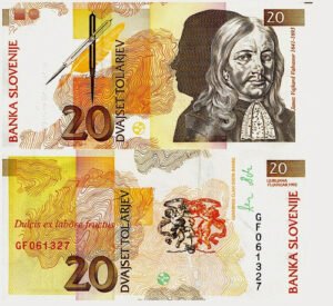 Billete De Eslovenia De 20 Tólar 1992 Janez V Valvasor Nvo.