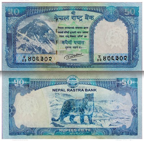 Billete De Nepal 50 Rupees Monte Everest Leopardo Nuevo 2019