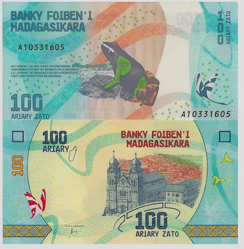 Billete De Madagascar 100 Ariary 2017 Nvo. Sin Circular Rana