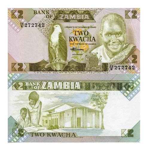 D_888944-MLM52087836538_102022-O.jpg Billete De Zambia 2 Kwachas 2012, Nuevo Sin Circular, Águila
