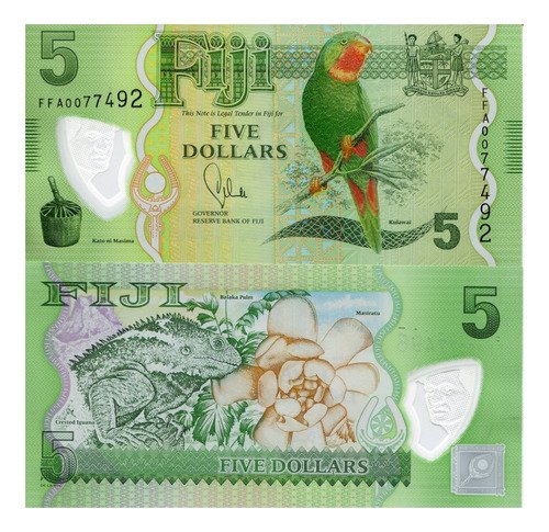 Billete De Fiji  Dlls Loro-kulawai Polímero Nuevo S C 2022