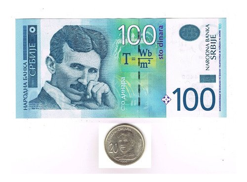 D_890242-MLM69498812815_052023-O.jpg Billete Y Moneda De Tesla De 100 Y 20 Dinares Nuevos Sin Cir
