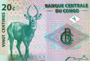 Billete Del Congo 20 Céntimos, Antílope Nuevo Sin Circ. 1997