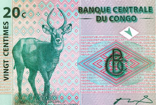 Billete Del Congo 20 Céntimos, Antílope Nuevo Sin Circ. 1997