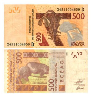 Billete De Malí 500 Francos, Hipopótamos, Nuevo Sin Circular
