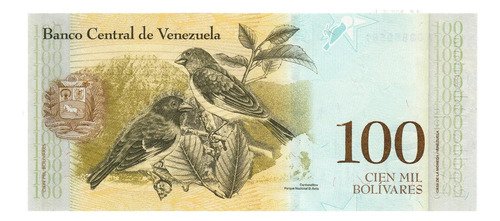 Billete De Venezuela 100 Bolívares Bolívar Pájaro Silkin2017