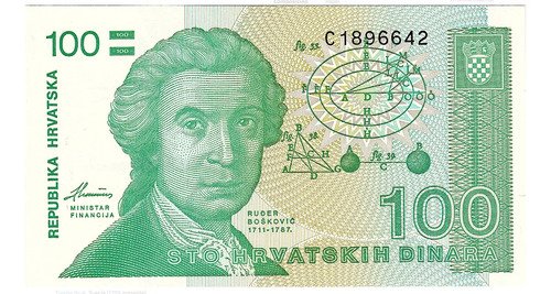 Billete De Croacia 100 Dinara Ruder Boskovic Matemático Nvo.