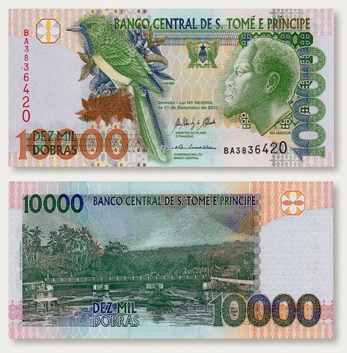 Billete De Santo Tomé Y Príncipe 10,000 Dobras, Nuevo Sin C.